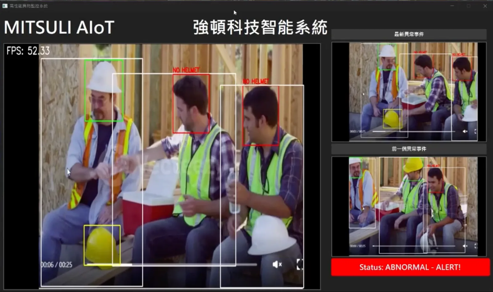 Segnalazione di sicurezza sul posto di lavoro che mostra il rilevamento di un casco mancante